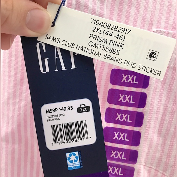 GAP Long Sleeve Oxford Button Down Shirt - Pink Striped - Picture 8 of 9